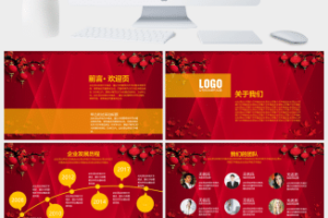 大红喜庆风企业发展时间线年终总结模板