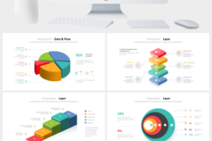 彩色立体并列关系商务PPT图表