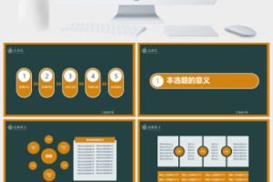 橙黄色黑板框架论文答辩PPT模板