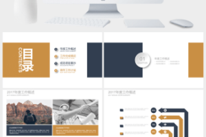 创意扁平蓝金色学术报告毕业论文答辩PPT模板