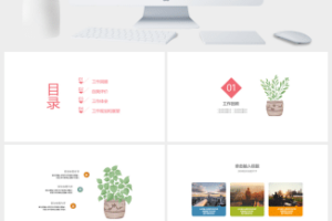 粉色简约小清新个人述职报告PPT模板