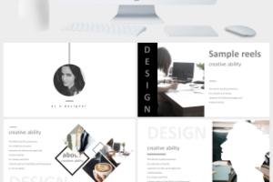 简约小清新风格作品集英文展示PPT模板