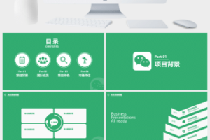 绿色小清新动态微信营销报告PPT模板