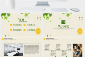 绿色小清新公司校园人员招聘方案工作总结PPT模板