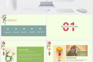 日系风铃小清新工作汇报通用PPT模板