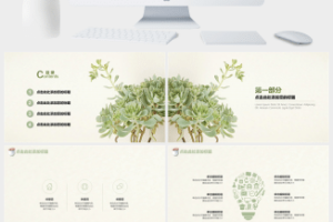 日系清新多肉年度总结工作汇报PPT模板