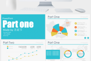 Merry Christmas扁平化卡通圣诞节信息图表ppt模板