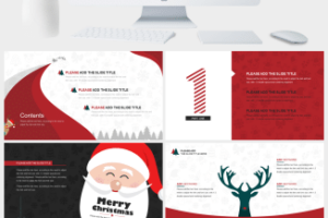 卡通扁平化圣诞节PPT模板